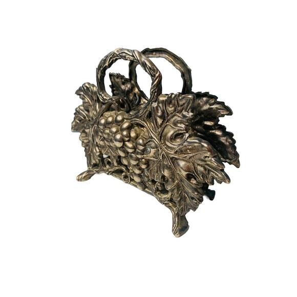 Vintage 1994 Godinger Silver Napkin Letter Holder Grape Grapevine Leaf Design - Picture 1 of 16